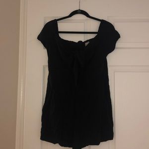 Black, tie front romper